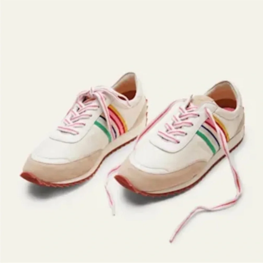 BODEN Striped Runner Trainers Tennis Shoe Sneaker Rainbow Sneaker Sz 38 US 7
